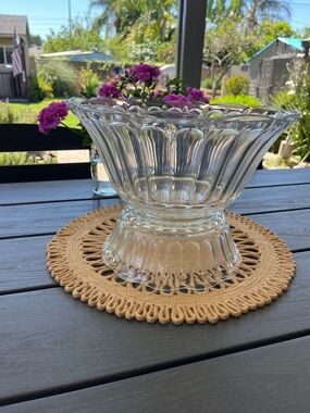 Clear Glass Serving Bowl Set - Classic Ripple Design (Clear)